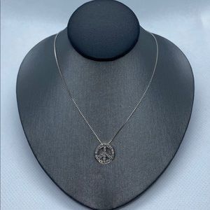 10k chain 14k peace sign diamond necklace